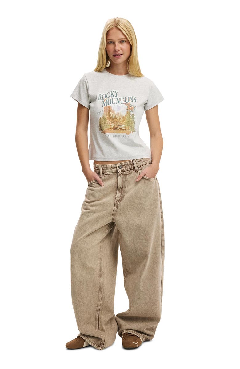 Cotton On Women's Baby Graphic Tee, Alternate, color, Rocky Mountains Soft Grey