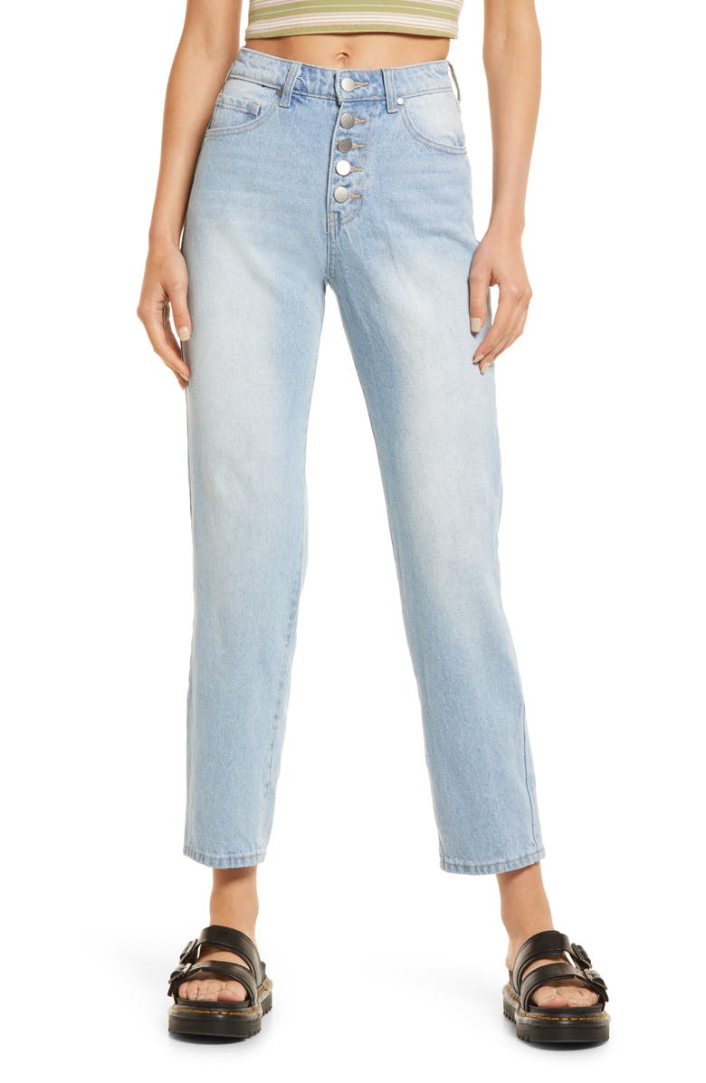 BP. High Waist Button Fly Mom Jeans, Main, color, 