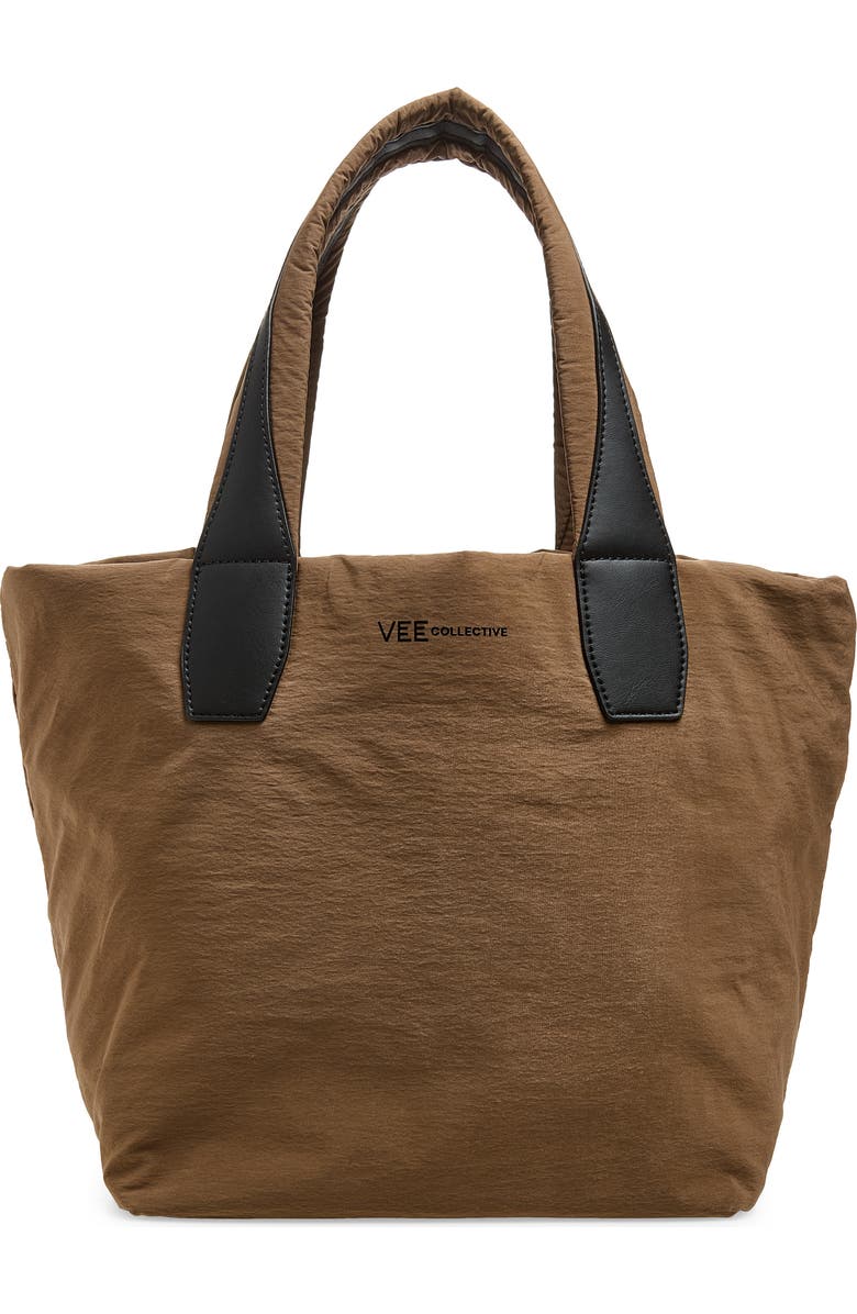 VeeCollective Small Essence Canvas Tote, Main, color, Mink Trench Brown