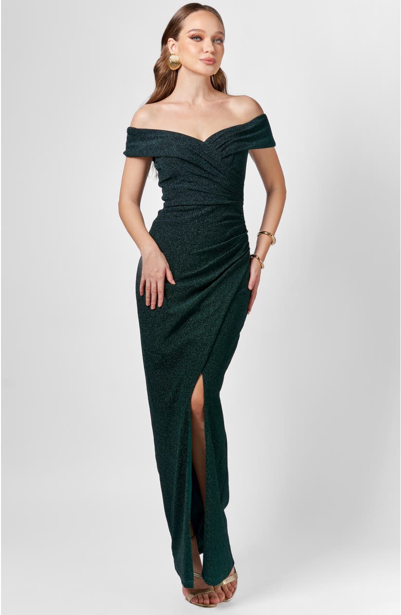 Bariano Zimi Off Shoulder Maxi, Alternate, color, Emerald