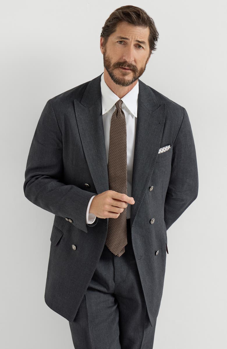 Brunello Cucinelli Chevron deconstructed blazer, Alternate, color, Anthracite