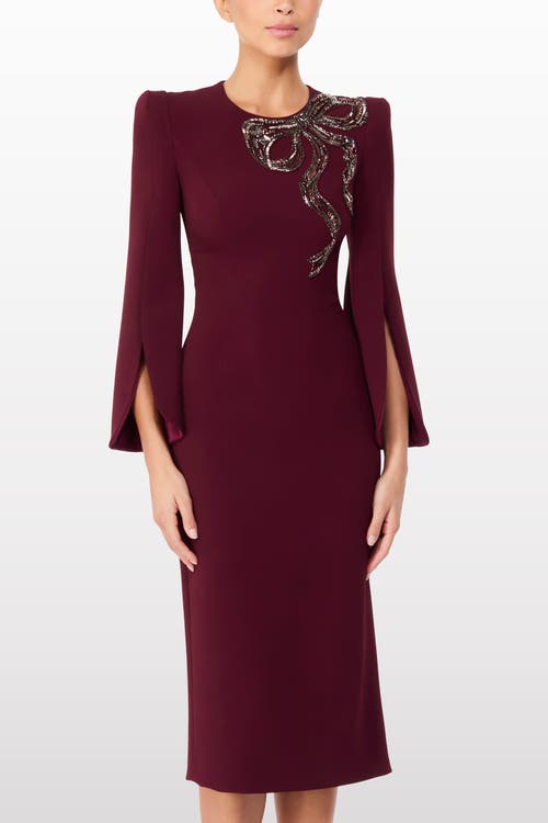 Jenny Packham Love Bow Split-sleeve Midi Dress In Red