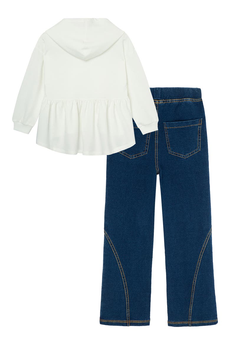 Kids' Hooded Top & Flare Leg Pants Set, Alternate, color, OFF-WHITE