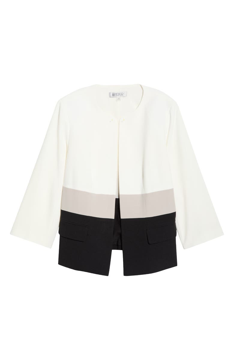 KASPER Colorblock Open Front Cardigan Jacket, Main, color, Vanilla Ice Multi