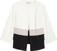 KASPER Colorblock Open Front Cardigan Jacket