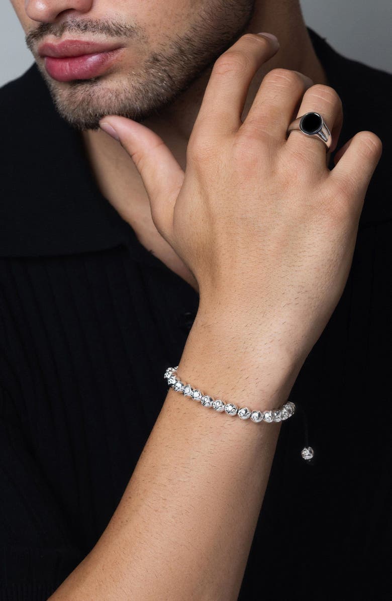 Nialaya Sterling Silver Beaded Bracelet, Alternate, color, Silver