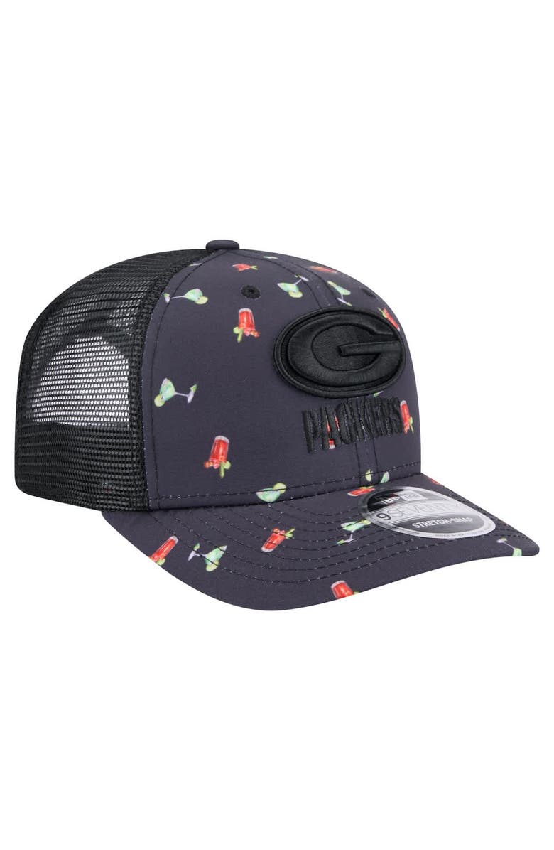 New Era Men's New Era  Navy/Black Green Bay Packers Adventure Drinks Pattern 9SEVENTY Stretch-Snap Hat, Alternate, color, 