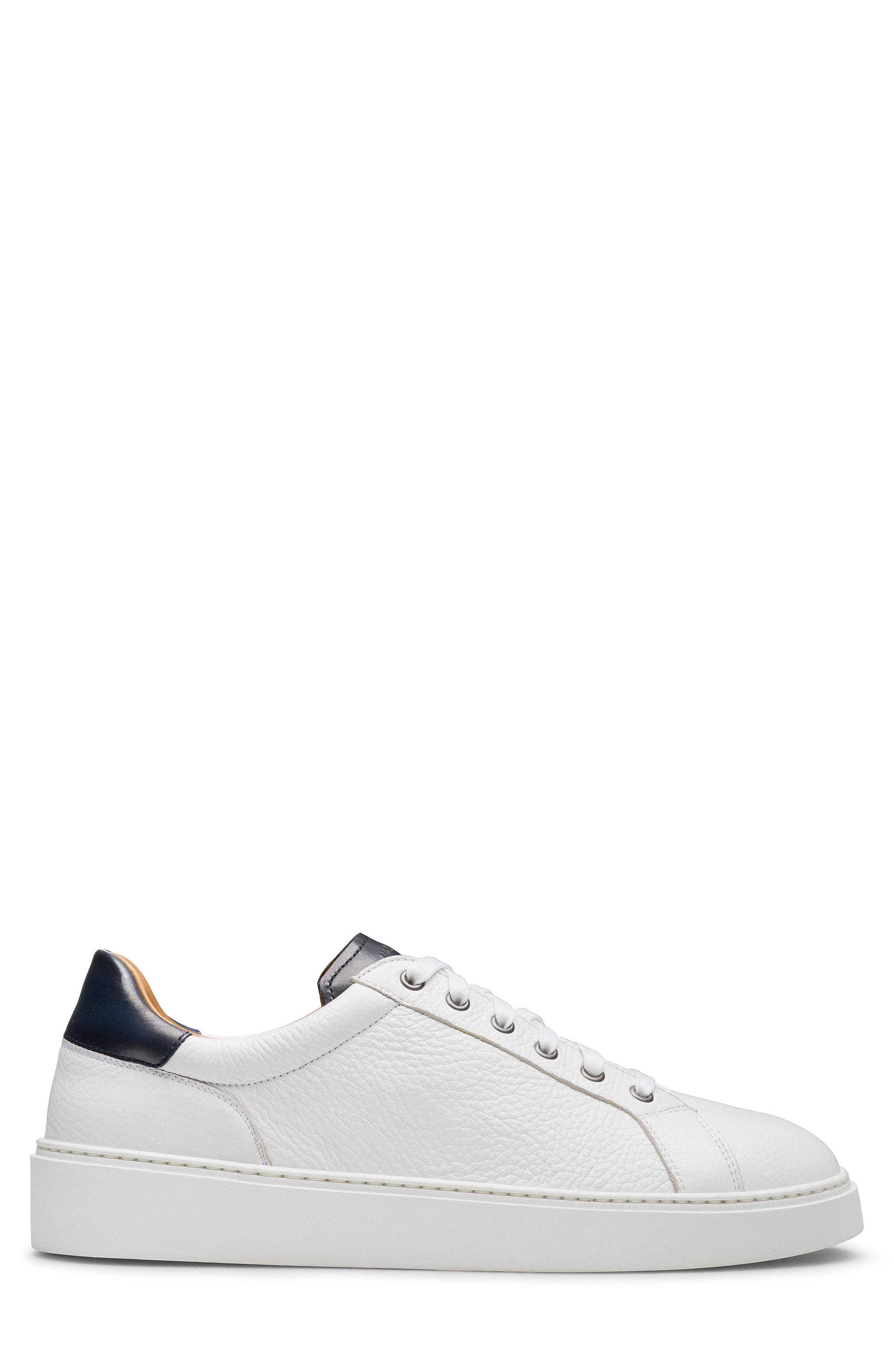 Magnanni Camino Low Leather Sneaker, Alternate, color, Rugo White / Navy