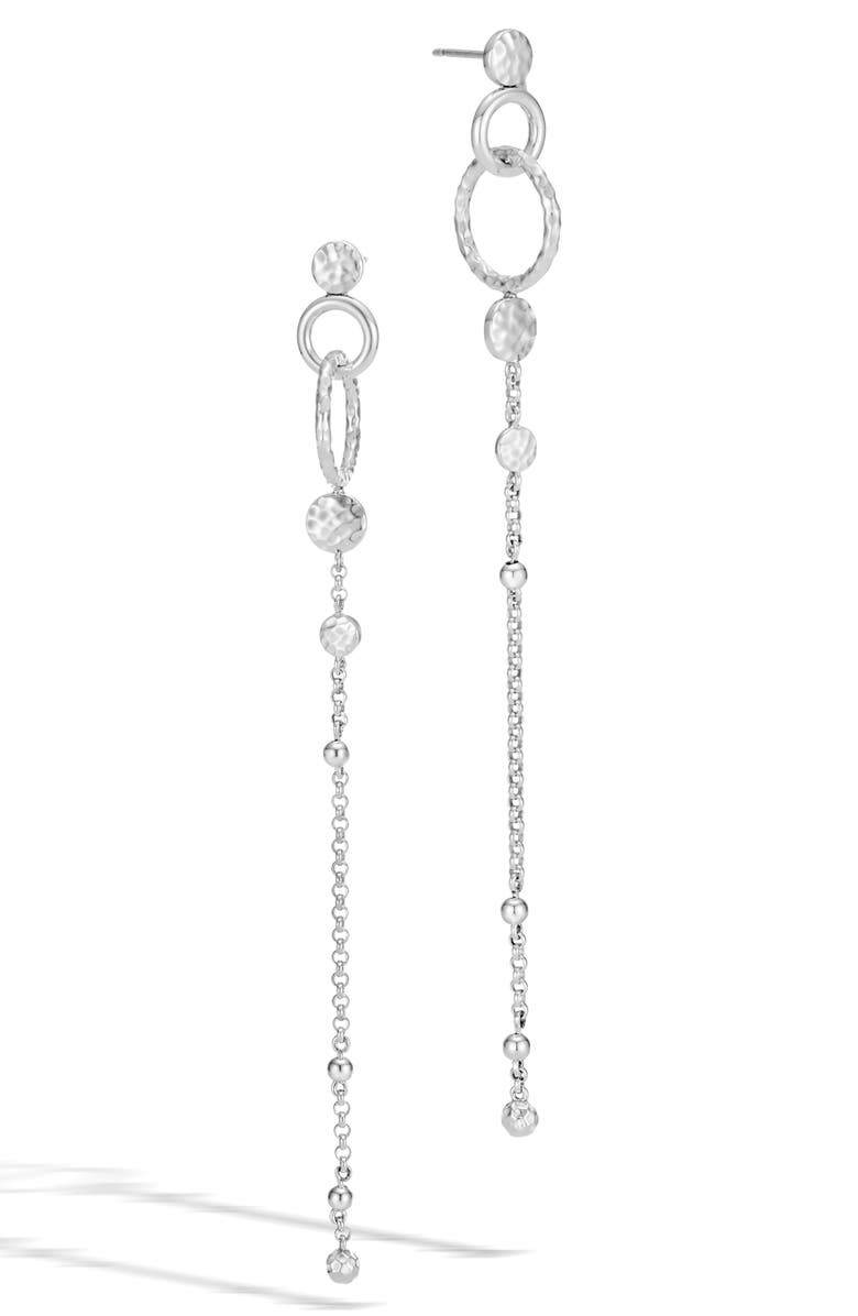 John Hardy Dot Hammered Long Drop Earrings, Main, color, 