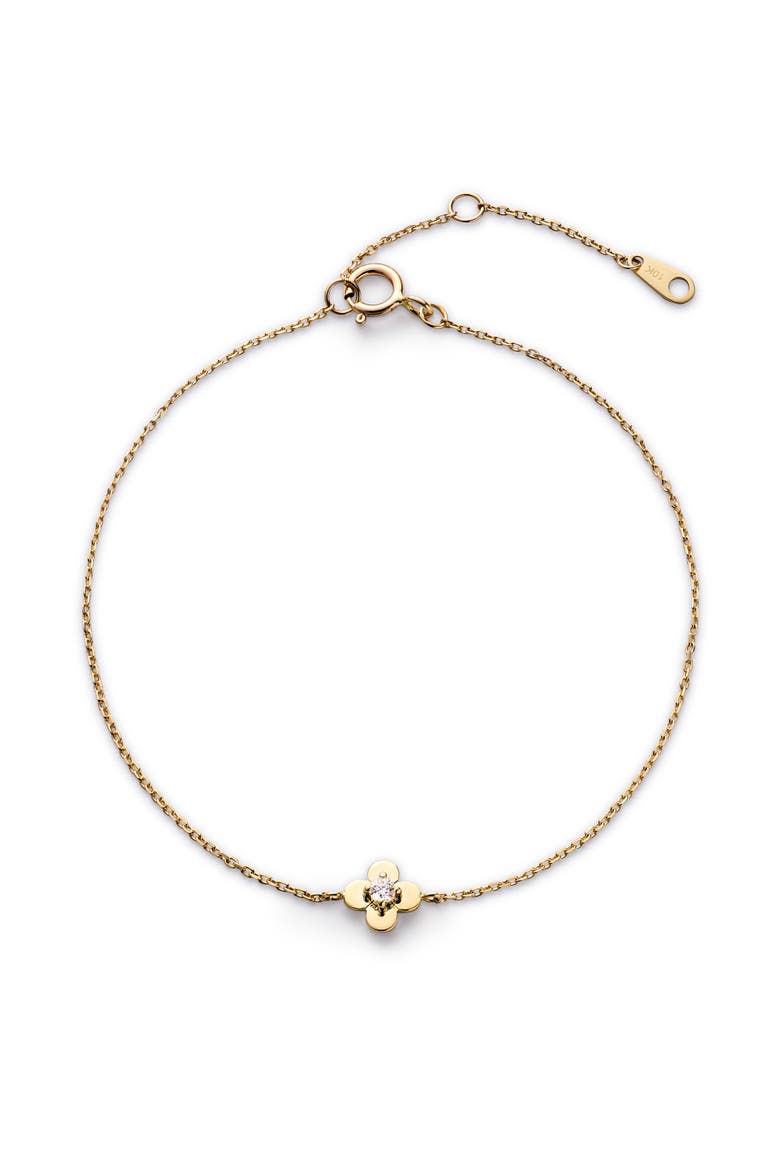Solid Yellow Gold - Mini Flower Bracelet, Main, color, Diamond