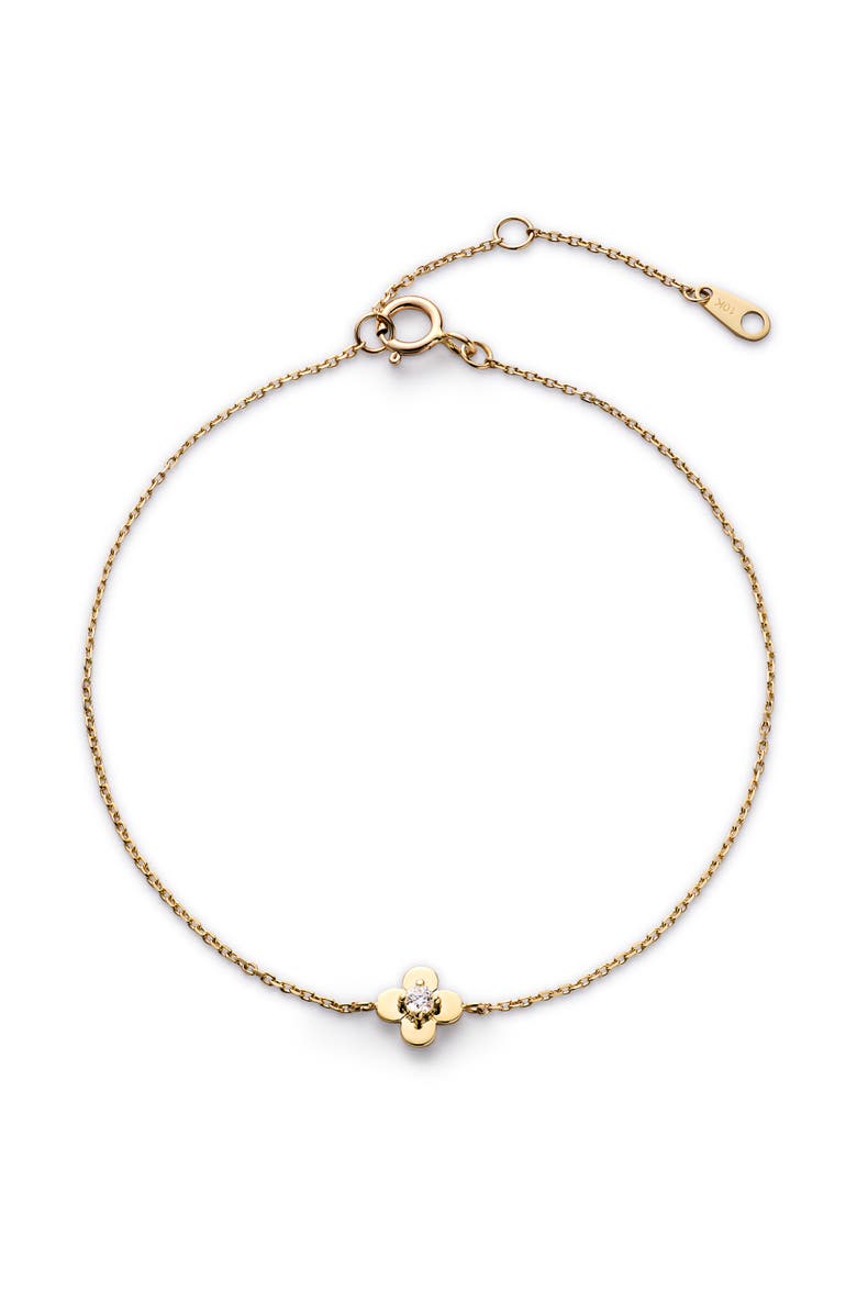 Ana Luisa Solid Yellow Gold - Mini Flower Bracelet, Main, color, Diamond