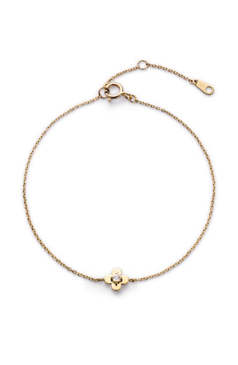 Solid Yellow Gold - Mini Flower Bracelet