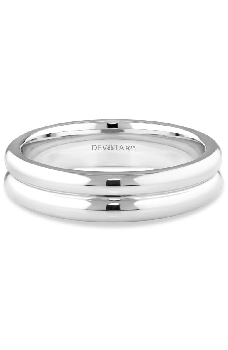 DEVATA Lined Band Ring in Rhodium Plated Sterling Silver, Main, color, Silver