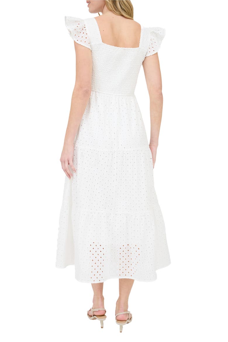 Cotton Eyelet Tiered Maxi Dress, Alternate, color, WHITE