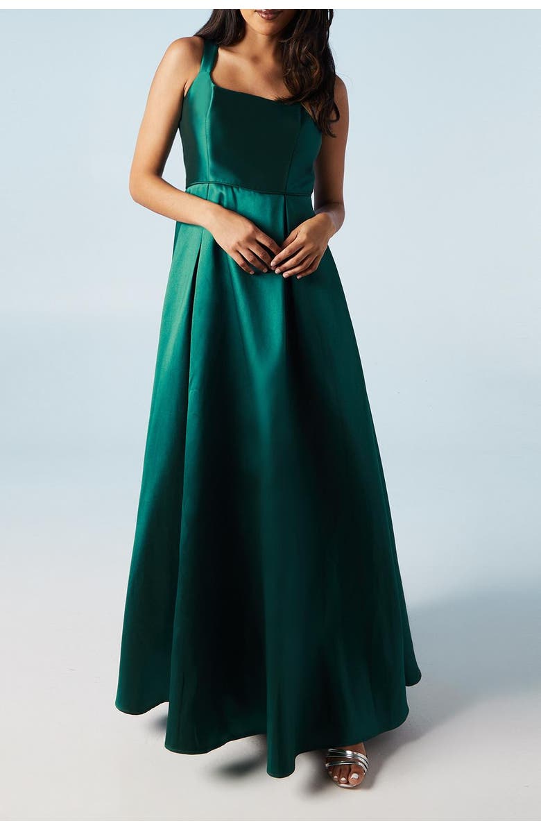 Coast Scoop Neck Maxi Twill Bridesmaids Dress, Alternate, color, Emerald