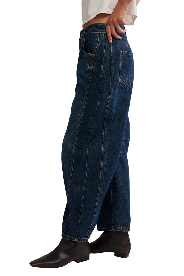 Good Luck Mid Rise Barrel Jeans, Alternate, color, DEEP END