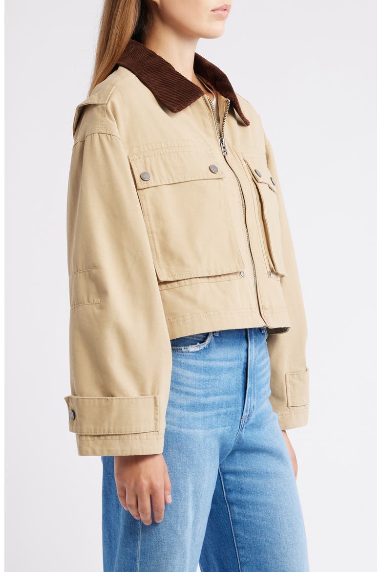 Waxed Cotton Boxy Cargo Jacket, Alternate, color, DARK KHAKI
