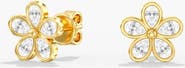 Everlee Pear Bezel Flower Lab Diamond Earrings in 14K Gold