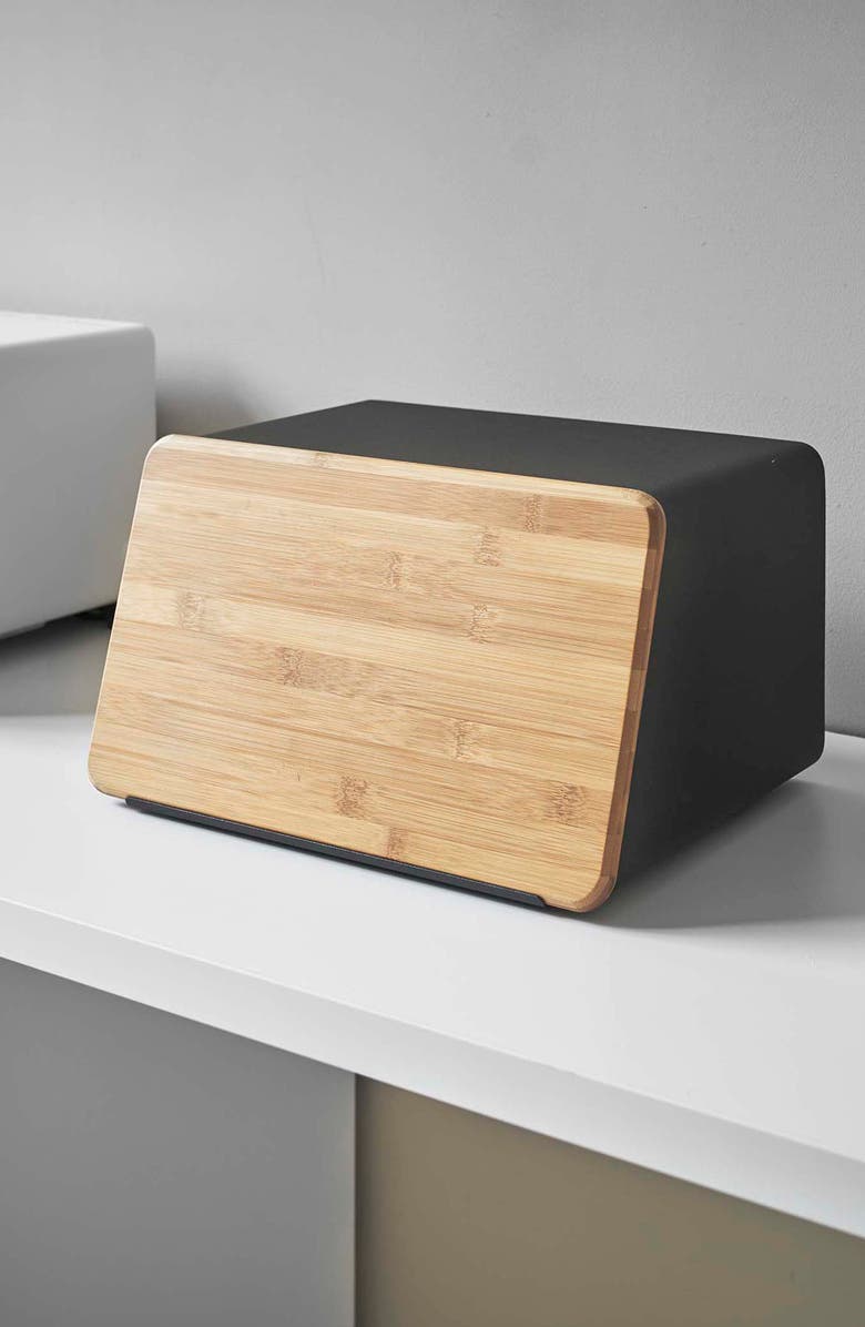Yamazaki Sliding Door Bread Box, Alternate, color, Black