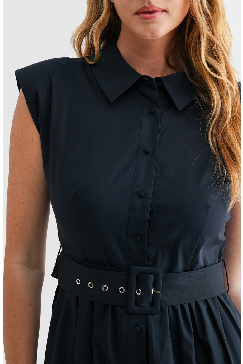 Belted A-Line Midi Shirtdress, Alternate, color, NAVY