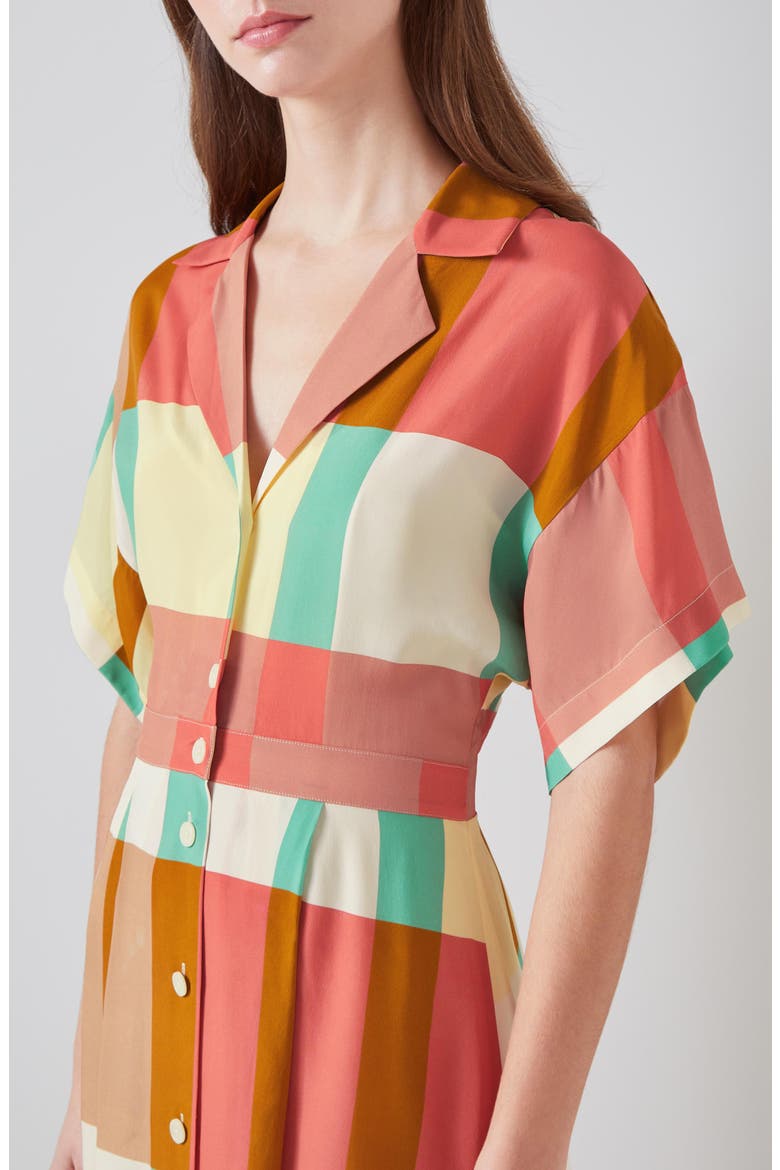 Izzy Block Print Midi Shirtdress, Alternate, color, ROSE