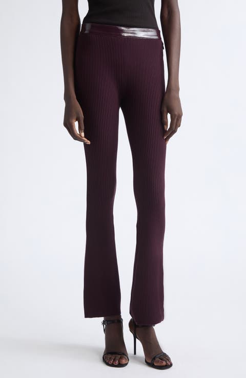 Vinyl Trim Rib Flare Pants