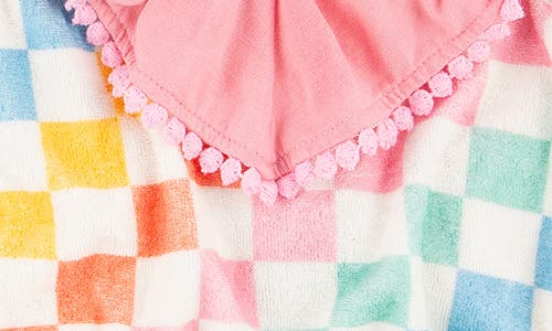 Miki Miette Star Check Print Cotton Terry Halter Bubble Romper In Starburst