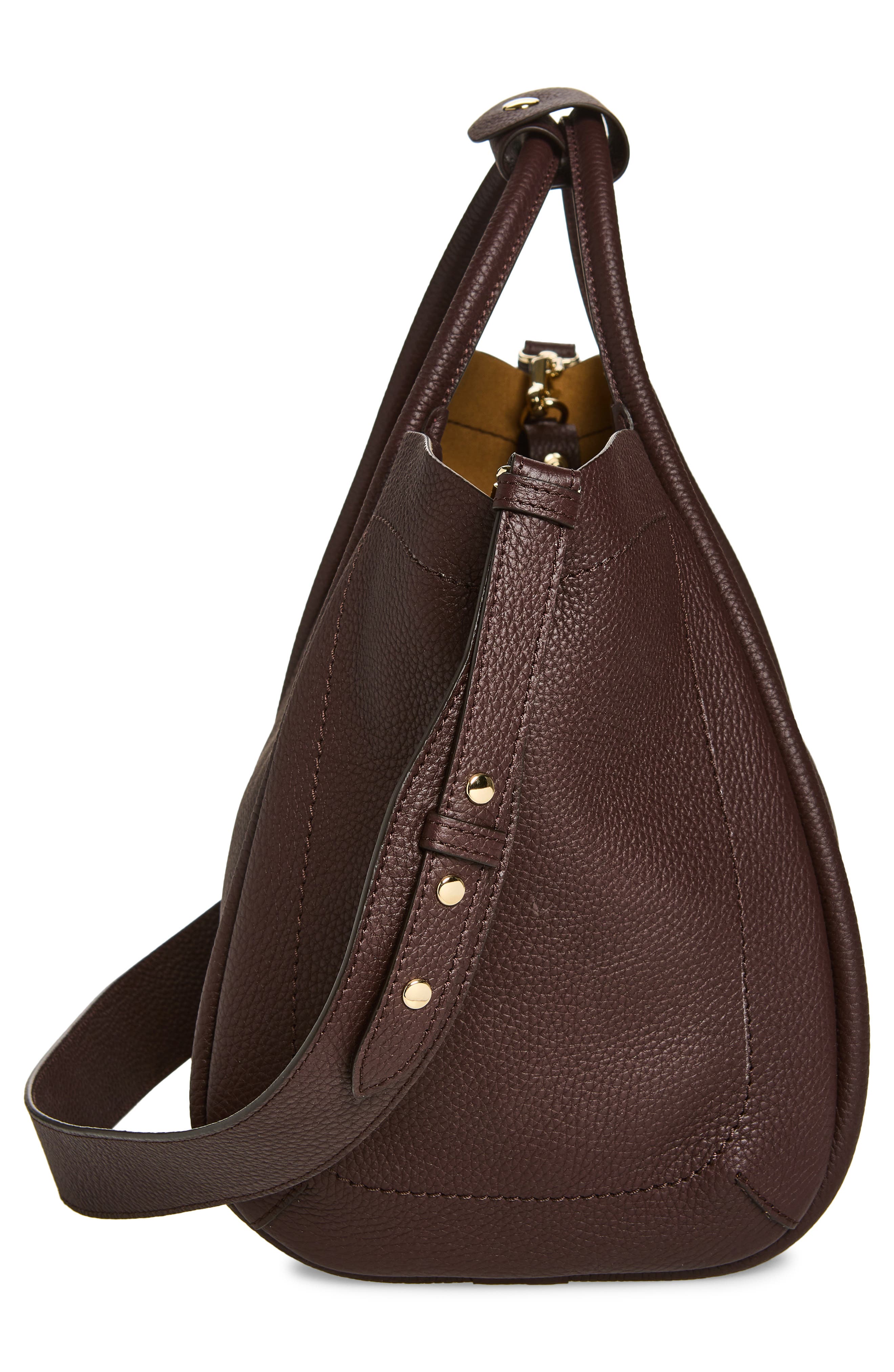 Max Mara Marine Grained Leather Tote, Alternate, color, Bordeaux