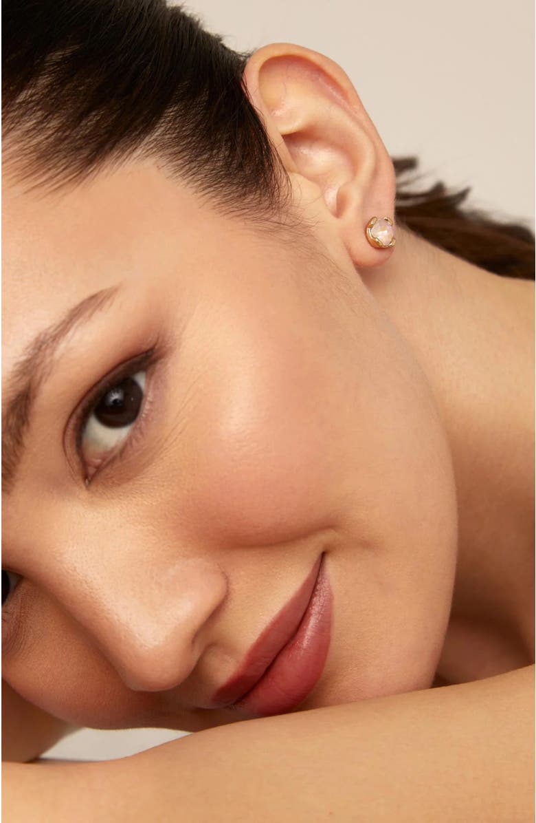 UNODE50 Pink Crystal Stud Earrings, Alternate, color, Gold