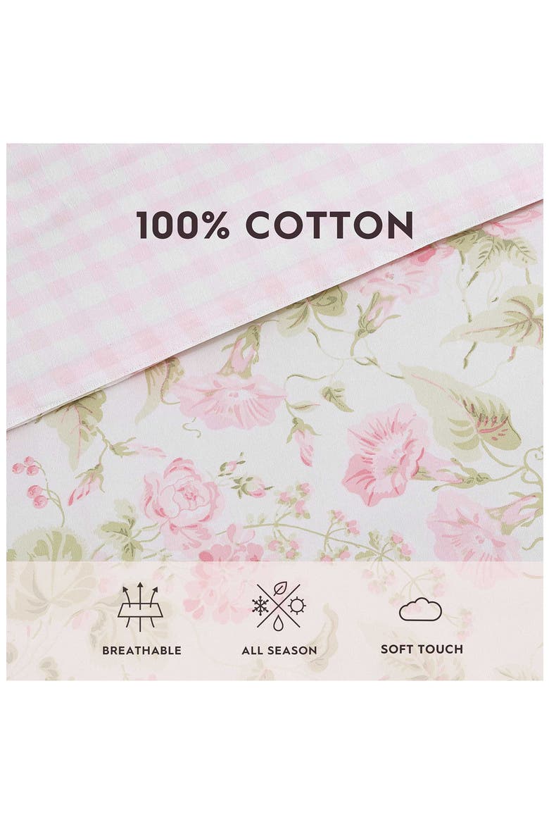 Morning Gloria 3-Piece Comforter & Sham Set, Alternate, color, PRETTY PINK/ GREEN