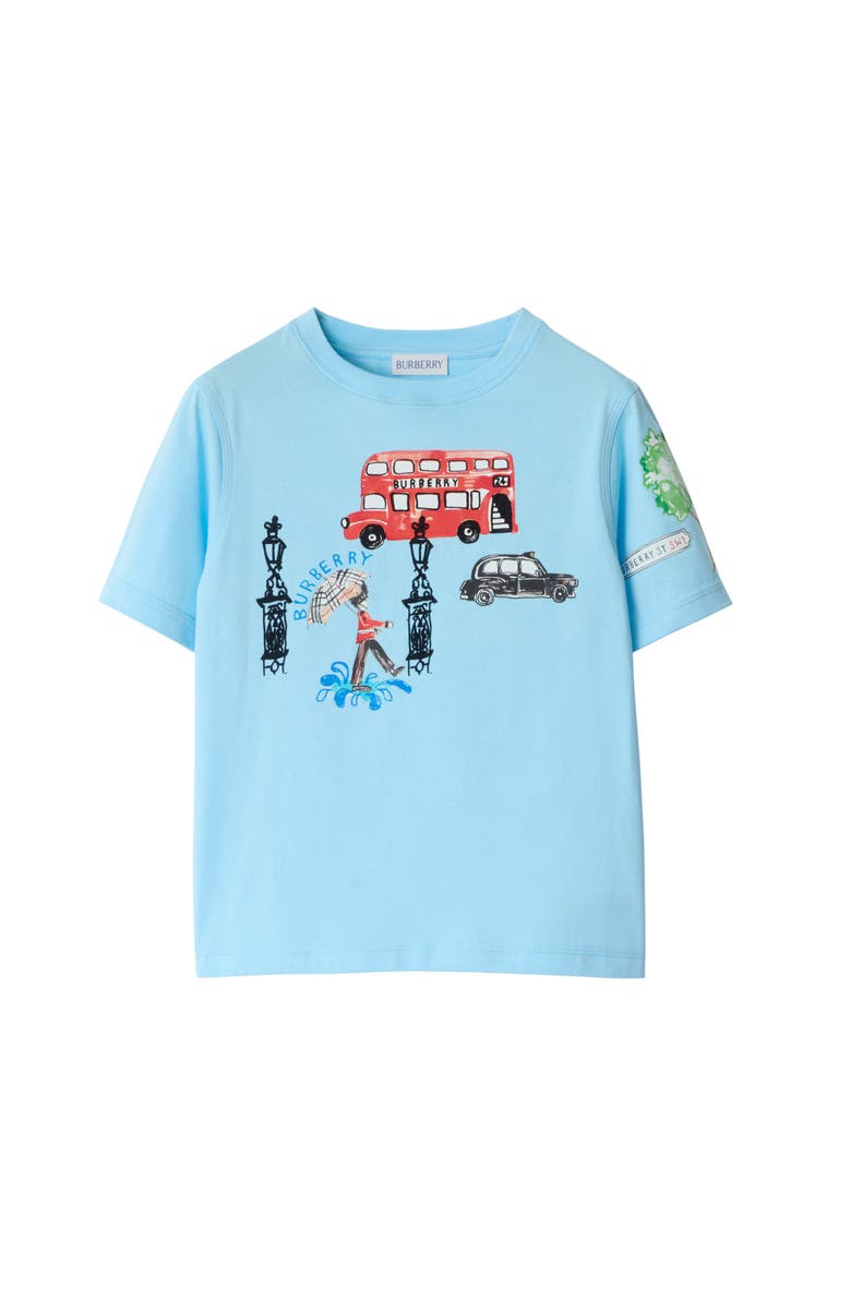 Burberry London Cotton T-shirt, Main, color, Azure Blue