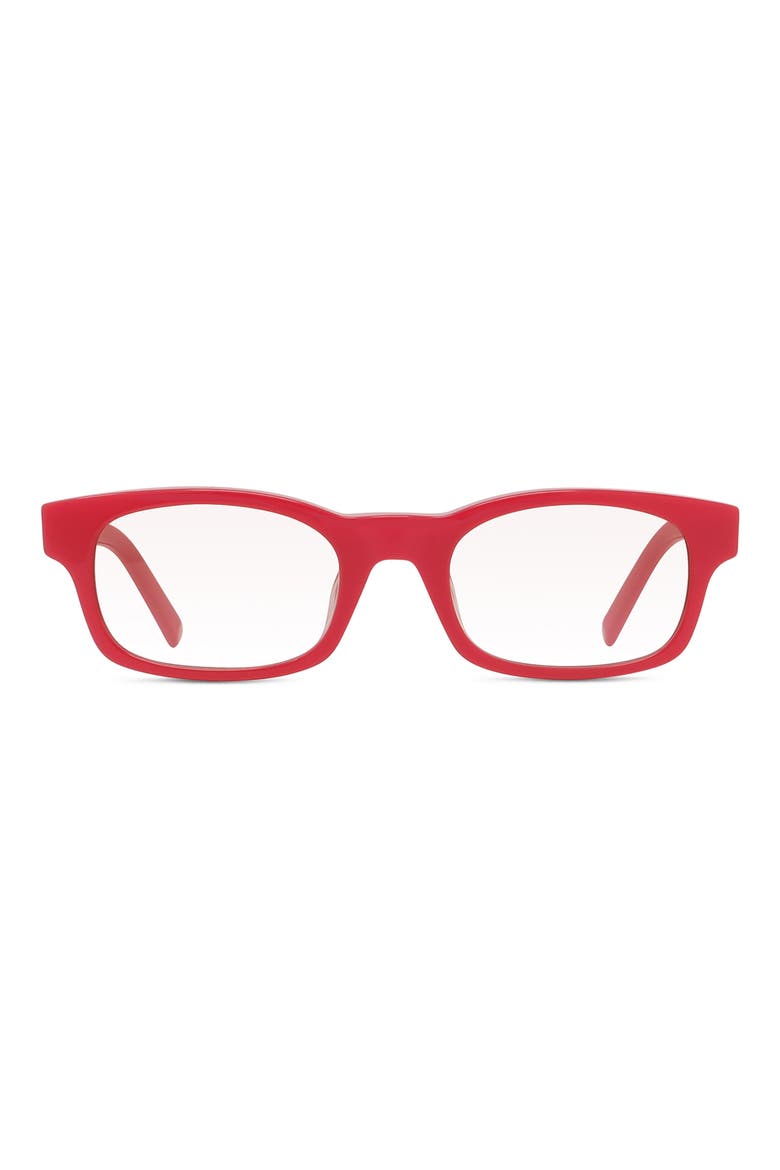 49mm Blue Rectangular Blue Light Blocking Glasses, Main, color, SHINY RED