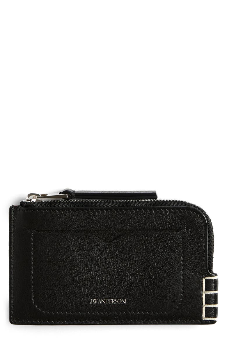 Loafer Leather Zip Wallet, Main, color, BLACK