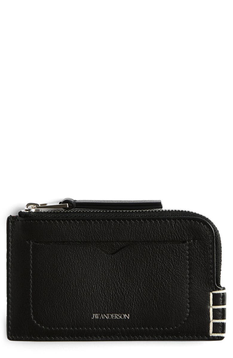 JW Anderson Loafer Leather Zip Wallet, Main, color, Black