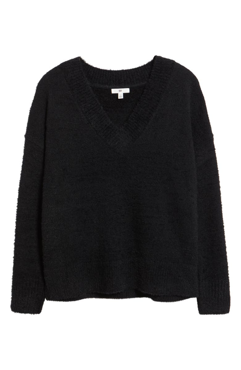 BP. Fuzzy V-Neck Sweater, Alternate, color, Black