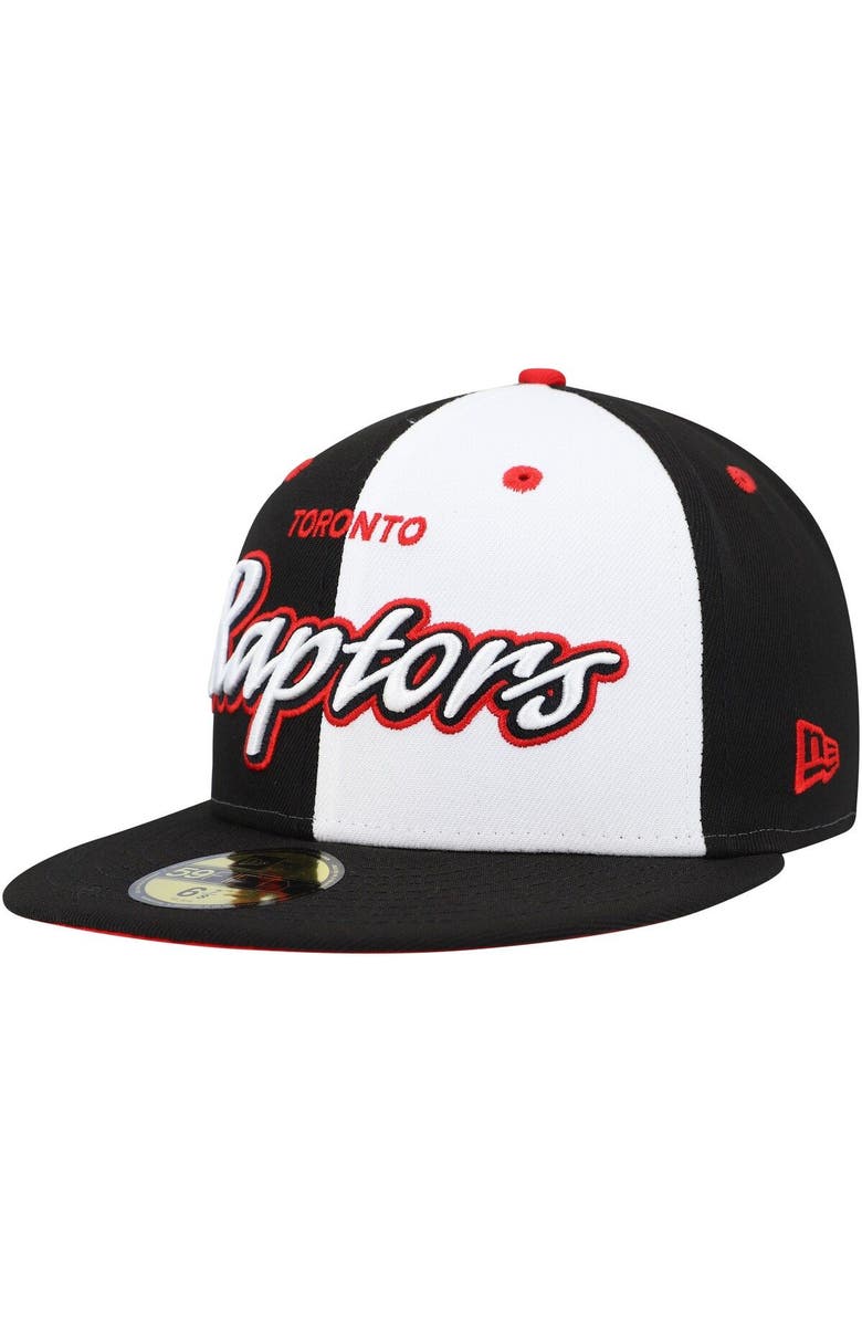 New Era Men's New Era Black/White Toronto Raptors Script Pinwheel 59FIFTY Fitted Hat, Alternate, color, 