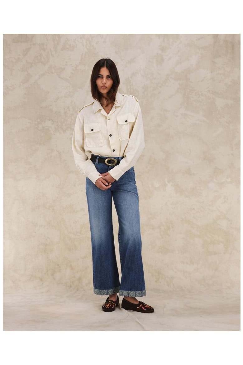 Military Linen Shirt, Alternate, color, MILK