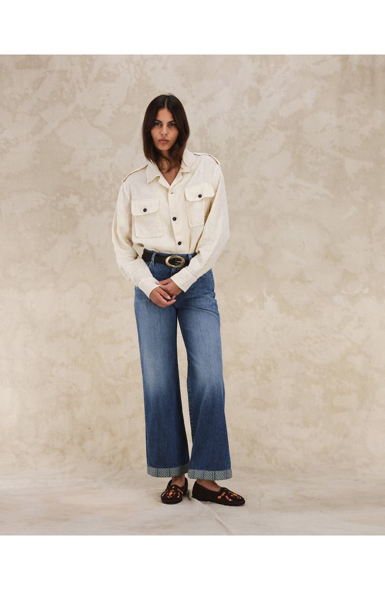 Fortela Bonnie Military Linen Shirt, Alternate, color, Milk