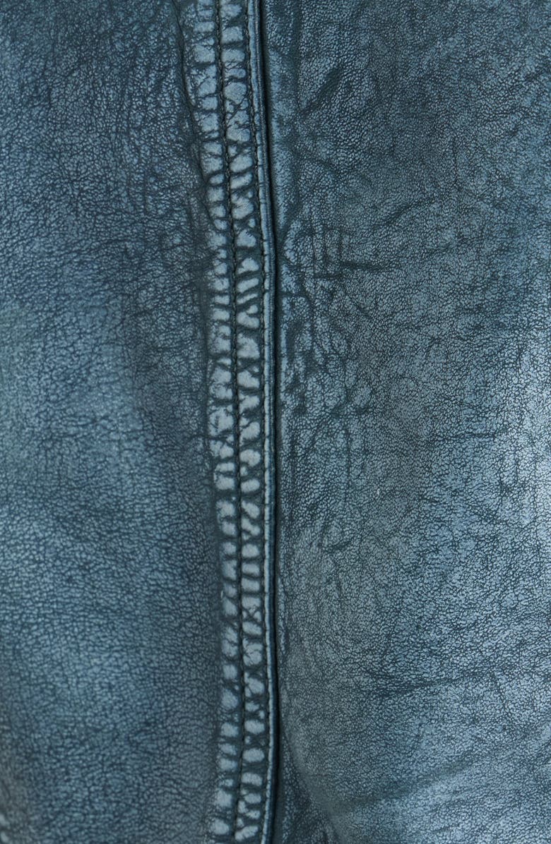 MAURITIUS Jessie Denim Look Leather Trucker Jacket, Alternate, color, Teal