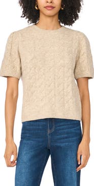 Vince Camuto Cable Stitch Puff Sleeve Sweater