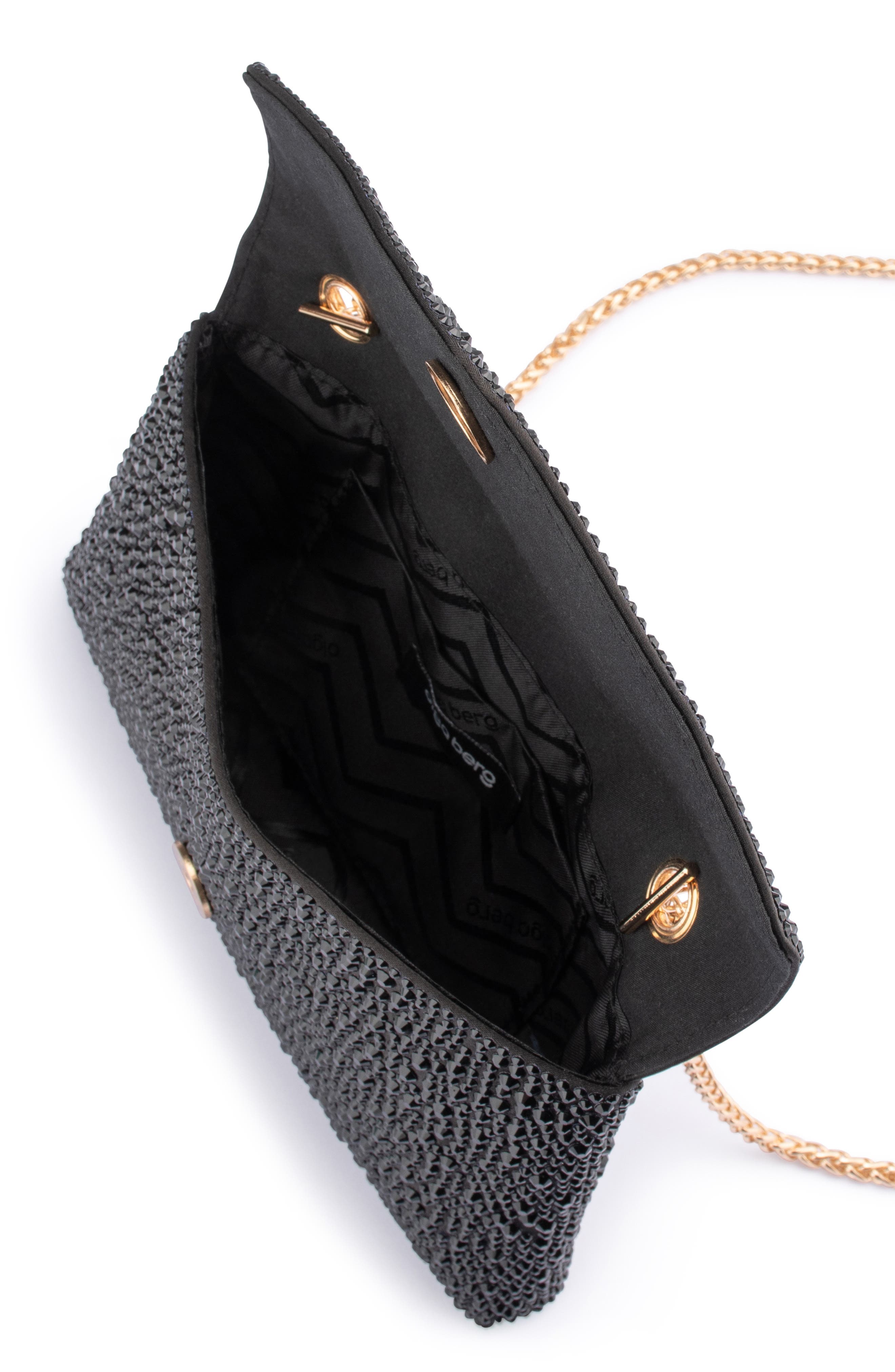 Olga Berg Hattie Crystal Shoulder Bag, Alternate, color, Black