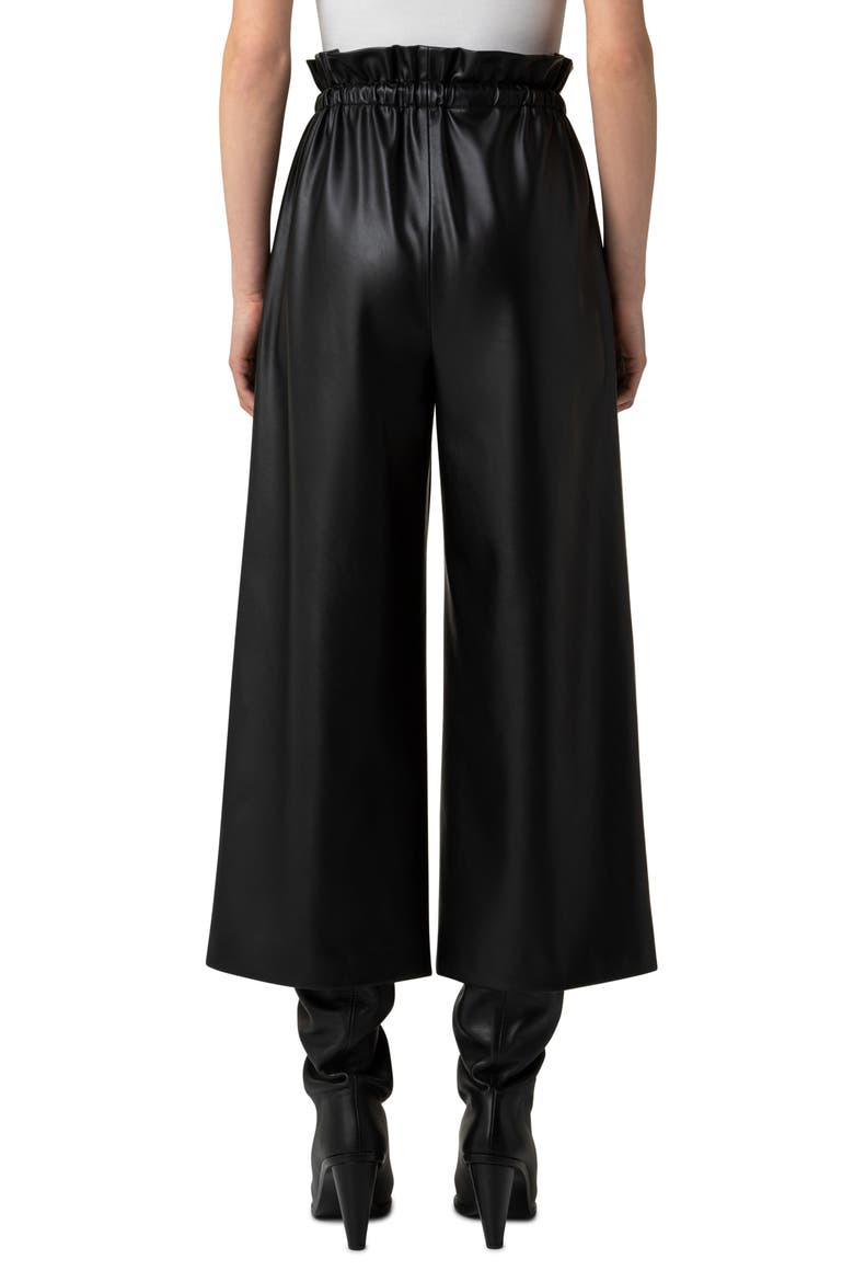Frey Paperbag Waist Faux Leather Culottes, Alternate, color, BLACK