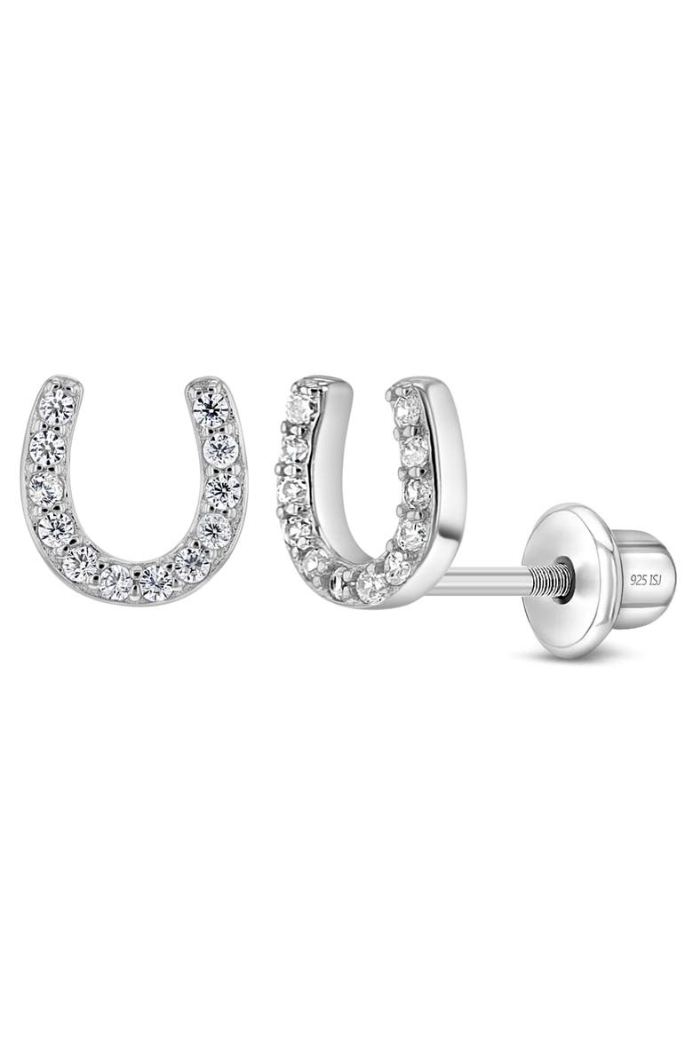 Jeweled Horseshoe Earrings, Main, color, Silver