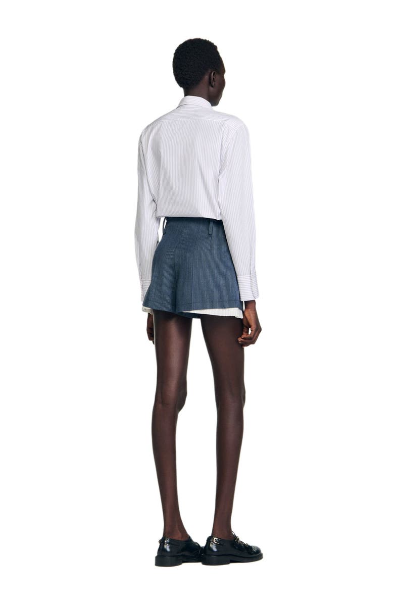 SANDRO Striped layered shorts, Alternate, color, Blue