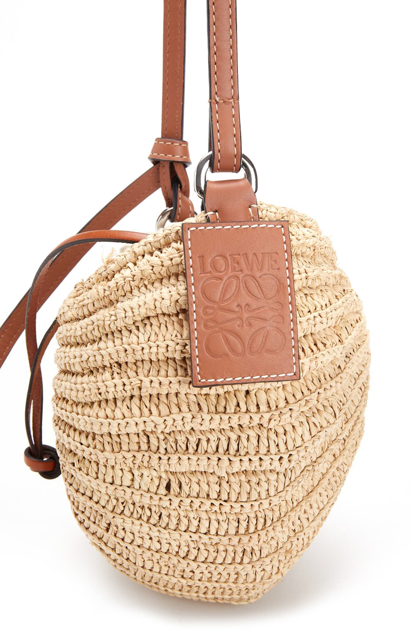 Loewe Paula's Ibiza Moon Shell Raffia Crossbody Bag, Alternate, color, 