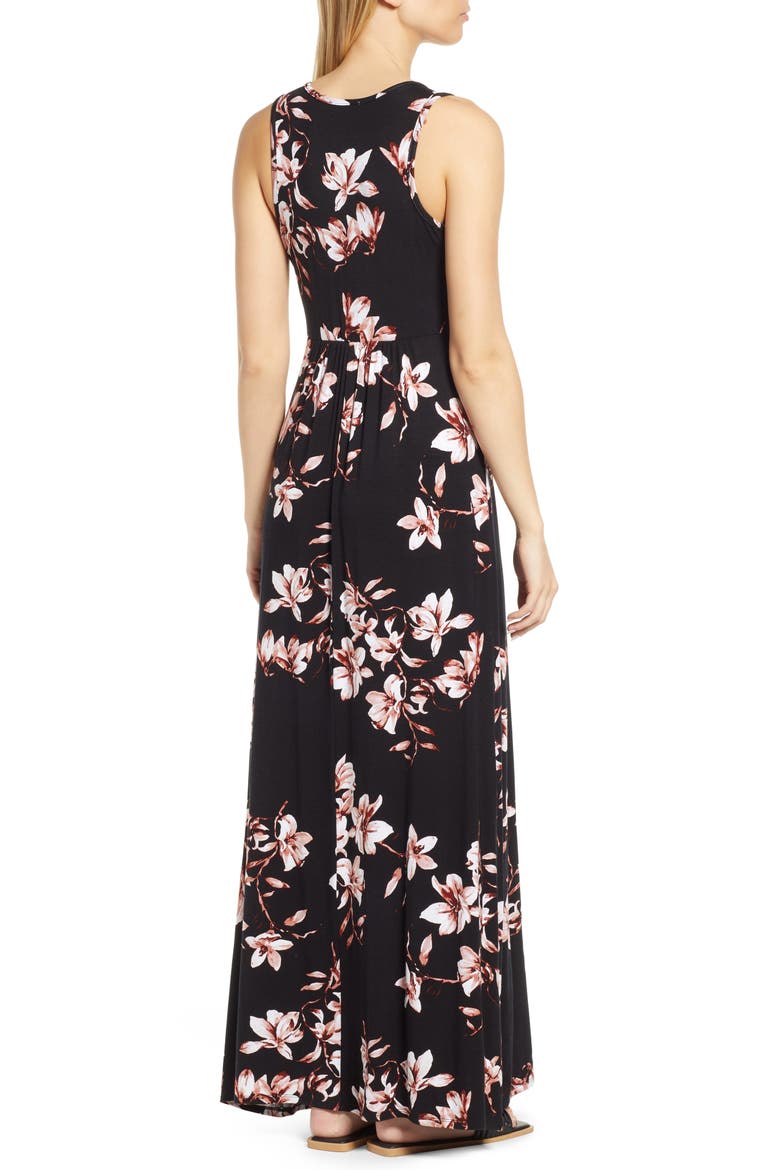 Empire Waist Jersey Maxi Dress, Alternate, color, BLACK