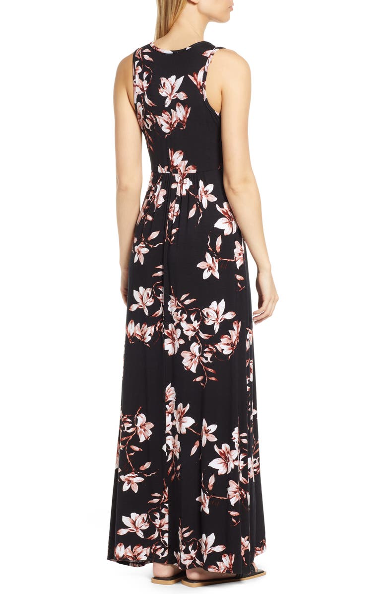 Loveappella Empire Waist Jersey Maxi Dress, Alternate, color, Black