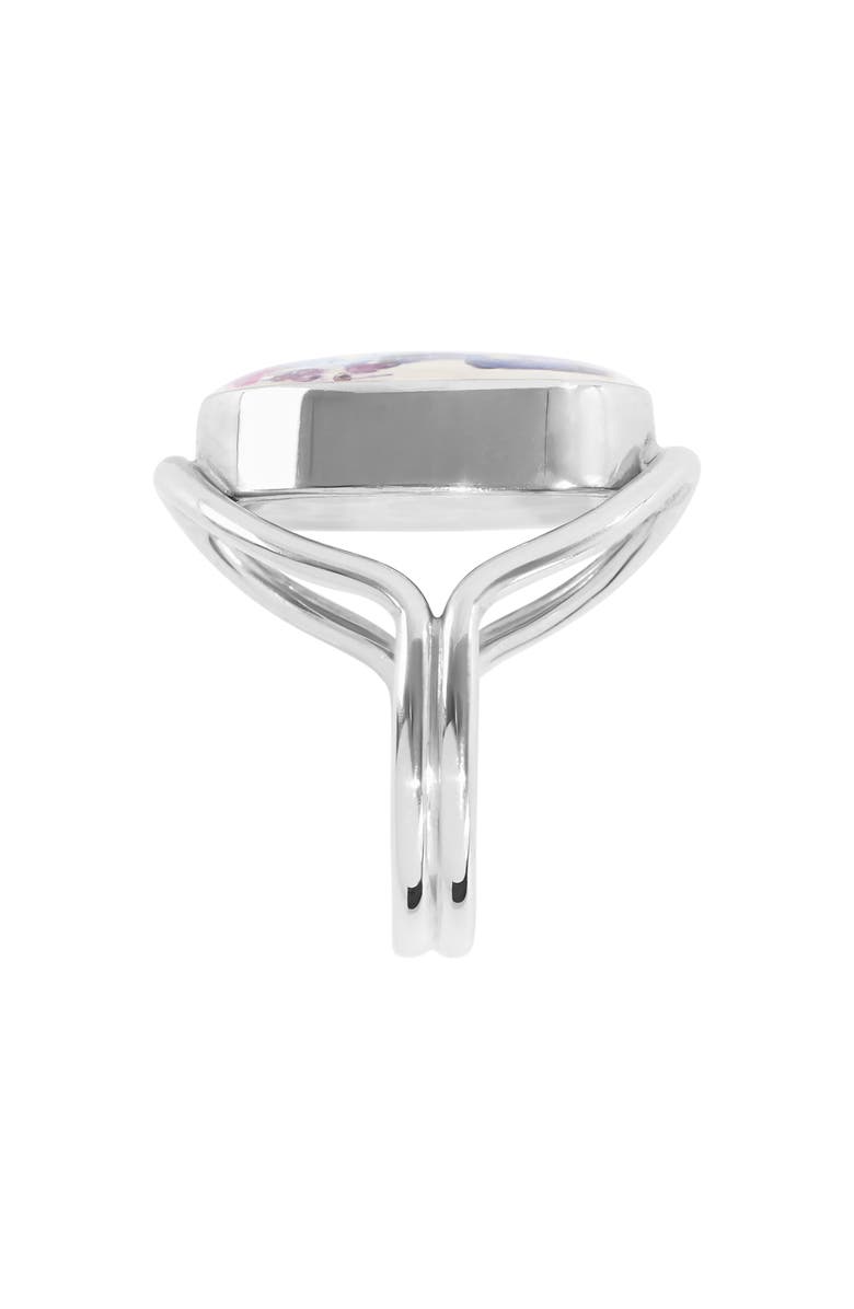 ATHRA LUXE Dried Flowers Oval Ring, Alternate, color, Silver