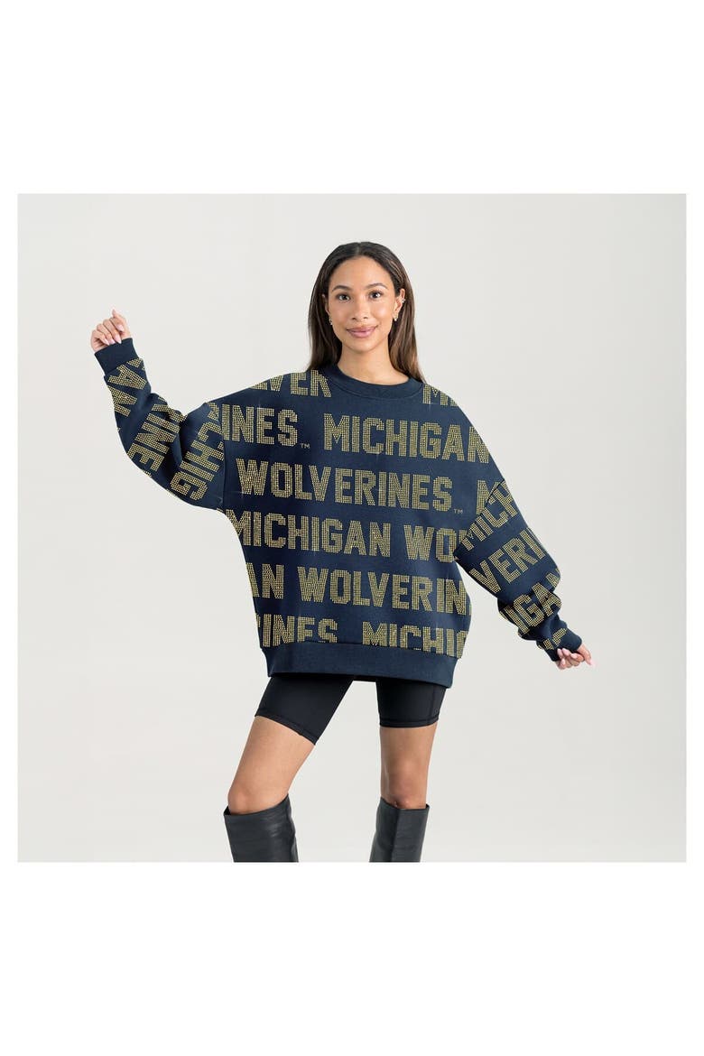 Women's Gameday Couture  Navy Michigan Wolverines Hype Era Sweatshirt, Alternate, color, Navy