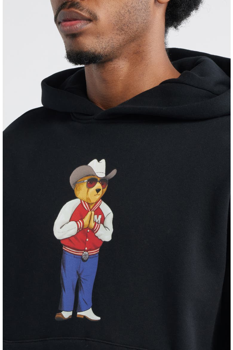 Hee Haw Bear Cotton Graphic Hoodie, Alternate, color, JET-BLACK